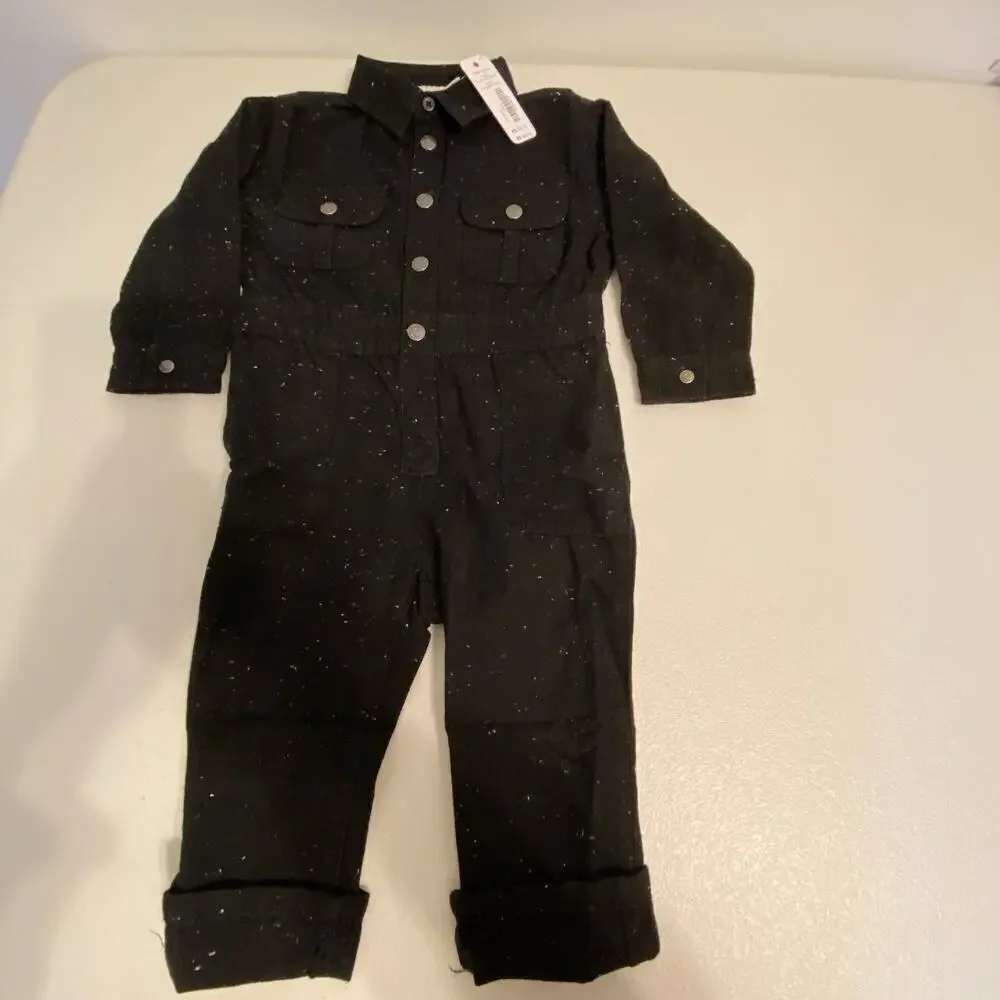 Gymboree Toddler Boys Black & White Spotted Cotton Jumpsuit Sz 18-24 Months New